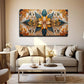 Orange & Teal Flower Wall Art Canvas Office Home Room Framed 80x45cm