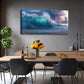Blue-Green Surreal Ocean Sunset Wall Art Canvas Office Home Room Framed 120x60cm