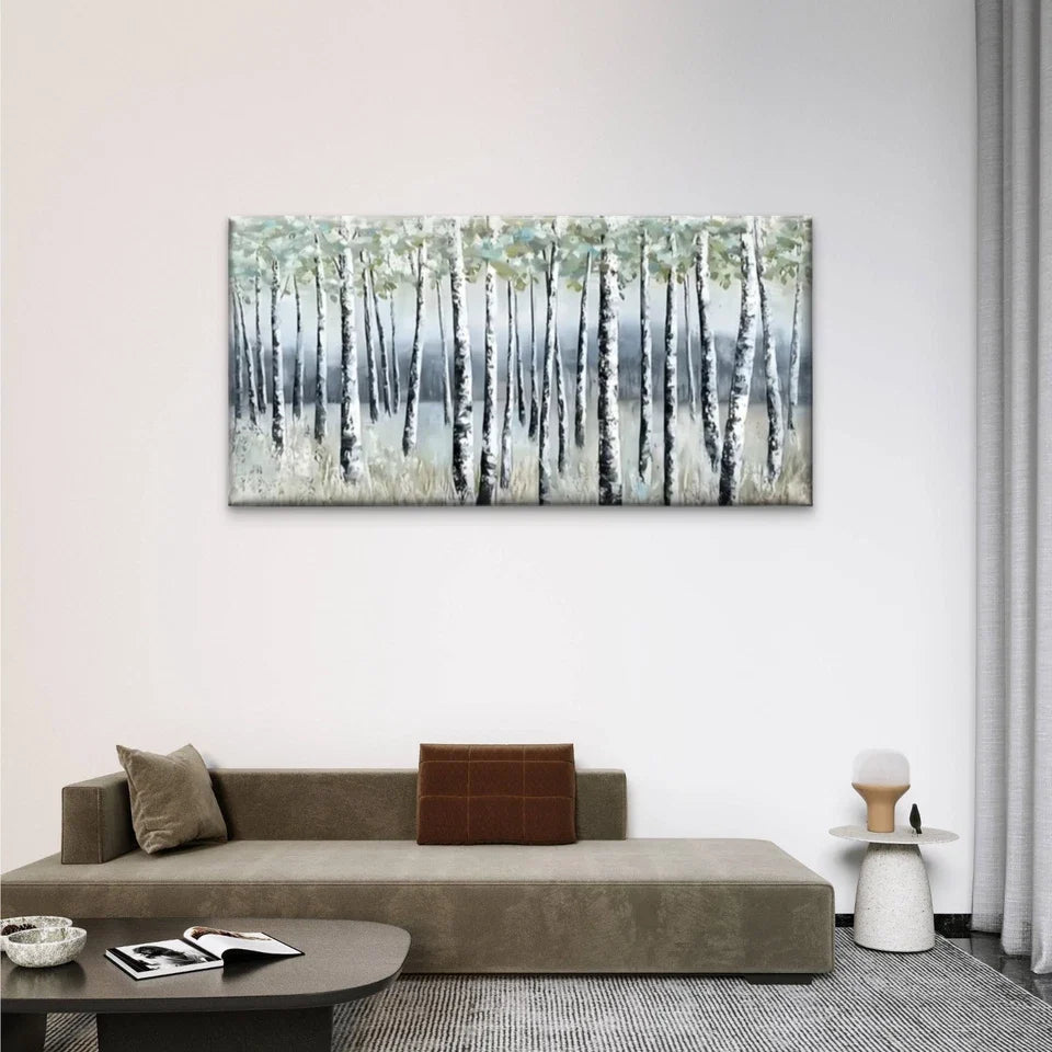 Trees Woods Nature Grey Wall Art Canvas Office Home Room Framed 120x60cm
