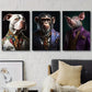3pcs Bulldog Monkey Pig Wearing Clothes Wall Art Set Canvas Framed 40x60cm - High Quality Print 100% Australian Made Wall Canvas Ready to Hang