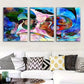 3pcs Vibrant Blue, Green, Pink & Brown Swirls Metal Print Ready to Hang Art