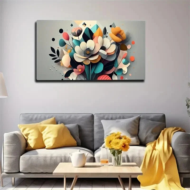 Rich Texture Flowers Abstract Wall Art Canvas Office Home Room Framed 120x60cm