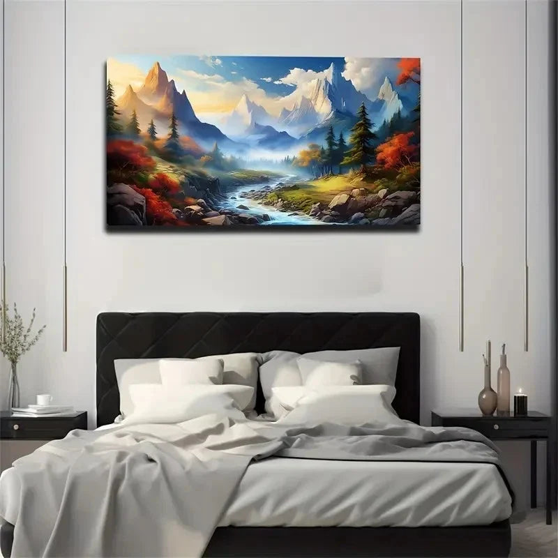 Breathtaking Mountain Water Wall Art Canvas Office Home Room Framed 120x60cm