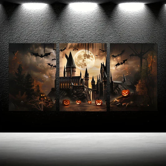 3pcs Retro Style Architecture Metal Print Ready to Hang Art