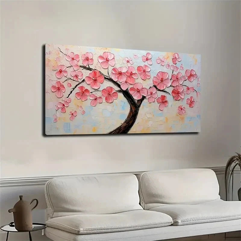 Realistic Pink Peach Blossom Wall Art Canvas Office Home Room Framed 120x60cm