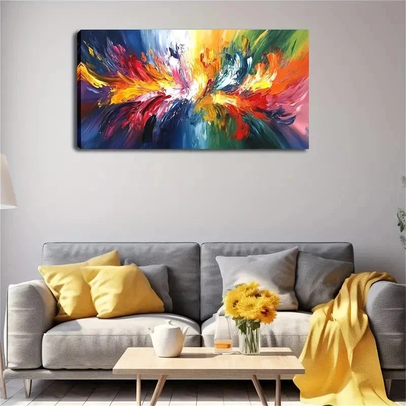 Vibrant Color Explosion Modern Wall Art Canvas Office Home Room Framed 120x60cm