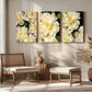 3pcs White Blue Yellow Wildflower Watercolor Metal Print Ready to Hang Art
