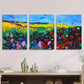 3pcs Vibrant Abstract Floral Landscape Metal Print Ready to Hang Art
