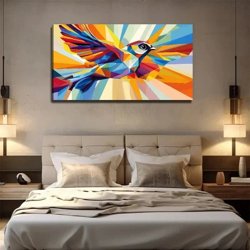 Vibrant Flying Bird Modern Wall Art Canvas Office Home Room Framed 120x60cm