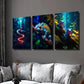 3pcs Colorful Chameleon Snake & Psychedelic Frog Wall Art Set Canvas Framed 40x60cm - High Quality Print 100% Australian Made Wall Canvas Ready to Hang