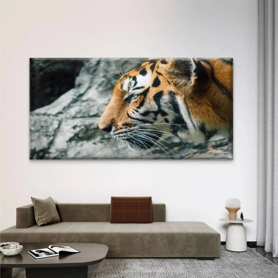 Asia Tiger Closeup Face Wall Art Canvas Office Home Room Framed 120x60cm
