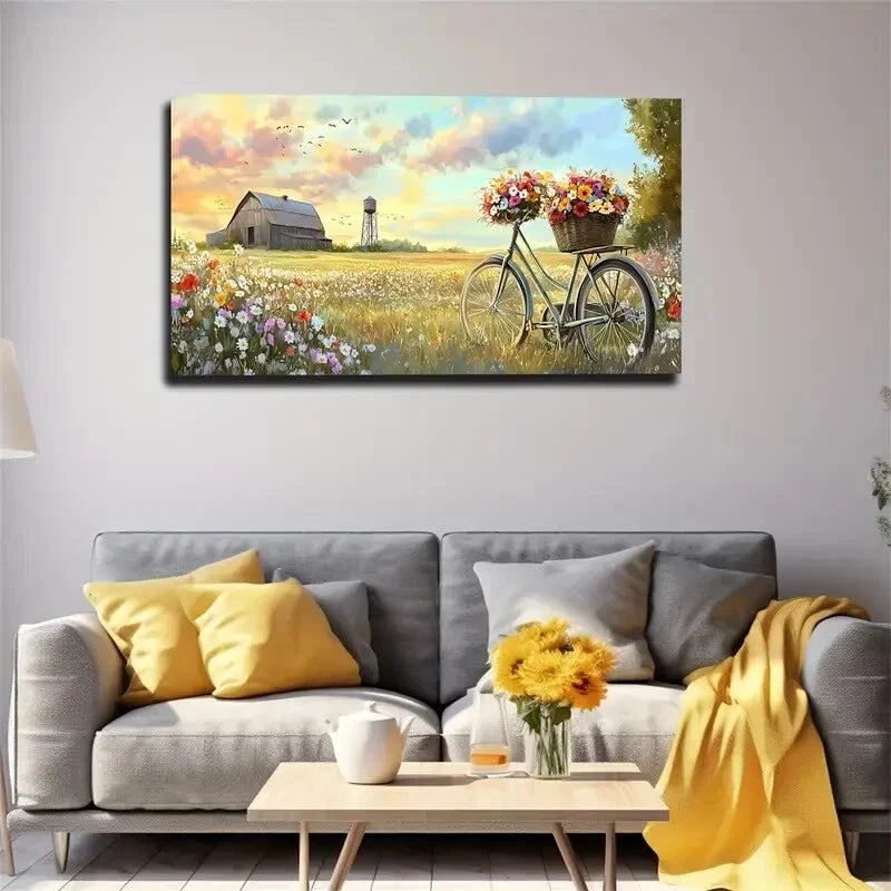 Field Full Of Colorful Flowers Wall Art Canvas Office Home Room Framed 120x60cm
