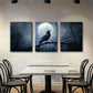 3pcs Mysterious Raven and Moon Night Perfect Wall Art Set Canvas Framed 40x60cm - High Quality Print 100% Australian Made Wall Canvas Ready to Hang