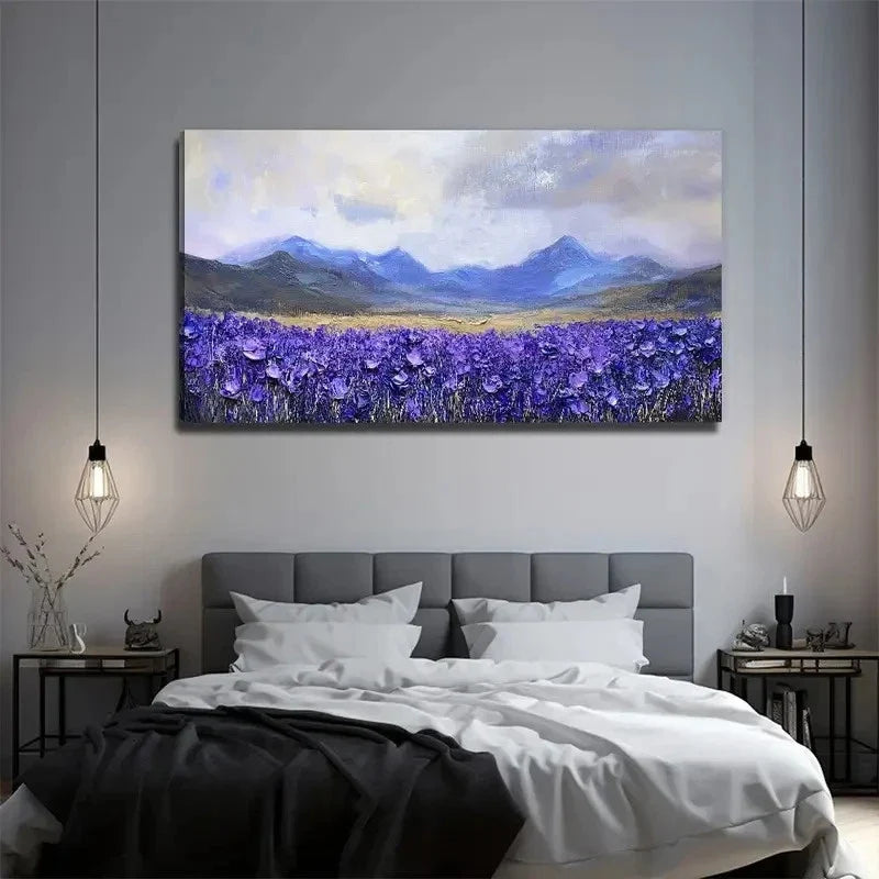 Lavender World Suitable Wall Art Canvas Office Home Room Framed 120x60cm