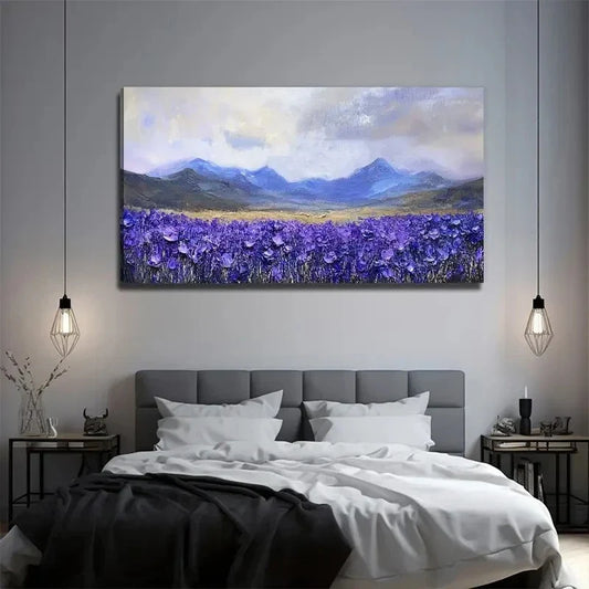 Lavender World Suitable Wall Art Canvas Office Home Room Framed 120x60cm