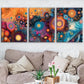 3pcs Bohemian Style Gold Blue & White Rose Red Wall Art Set Canvas Framed 40x60cm - High Quality Print 100% Australian Made Wall Canvas Ready to Hang