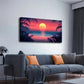 A Bright Red Sun Over The Sea Wall Art Canvas Office Home Room Framed 120x60cm