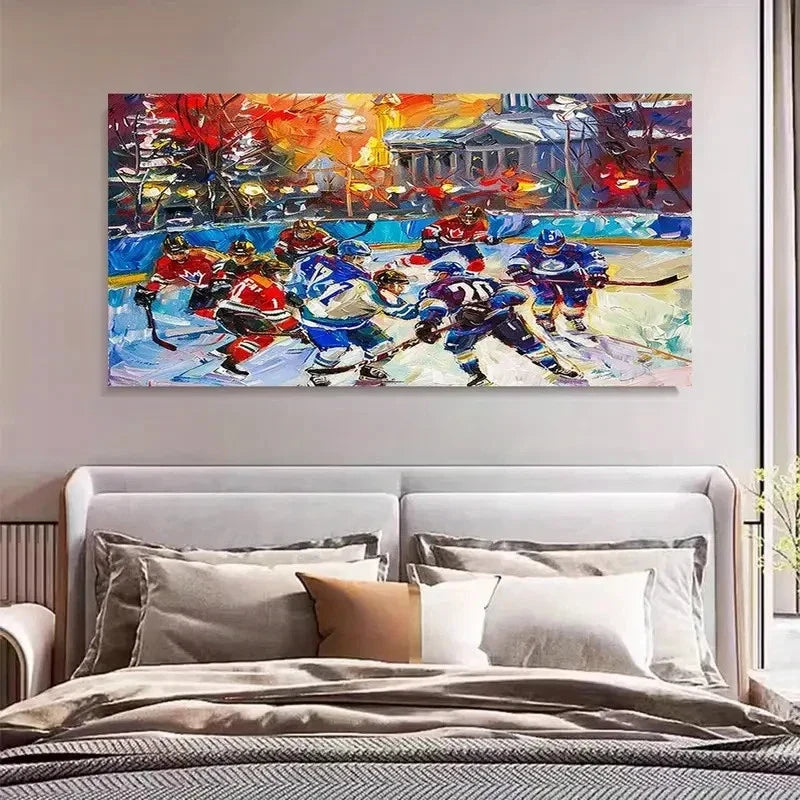 Abstract Field Hockey Star Wall Art Canvas Office Home Room Framed 80x45cm
