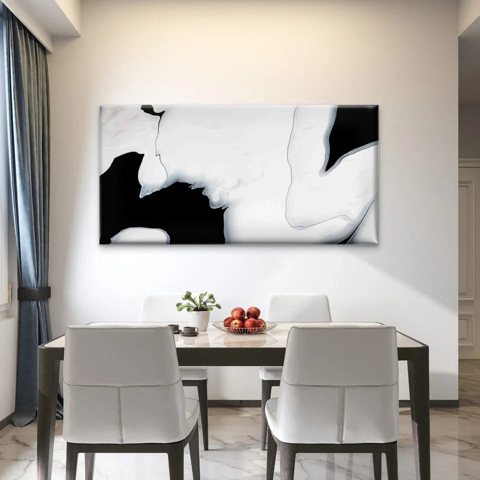 Black Liquid Marble Wall Art Canvas Office Home Room Framed 120x60cm