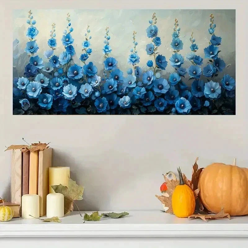 Abstract Blue Flower Scenery Wall Art Canvas Office Home Room Framed 120x60cm