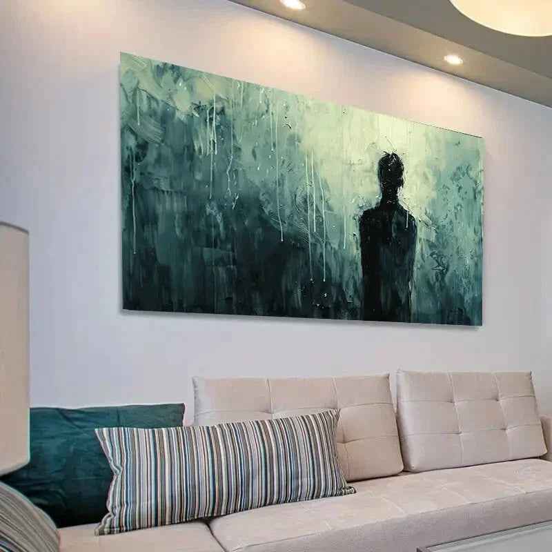 A Man Stands in The Rain Modern Wall Art Canvas Office Home Room Framed 120x60cm