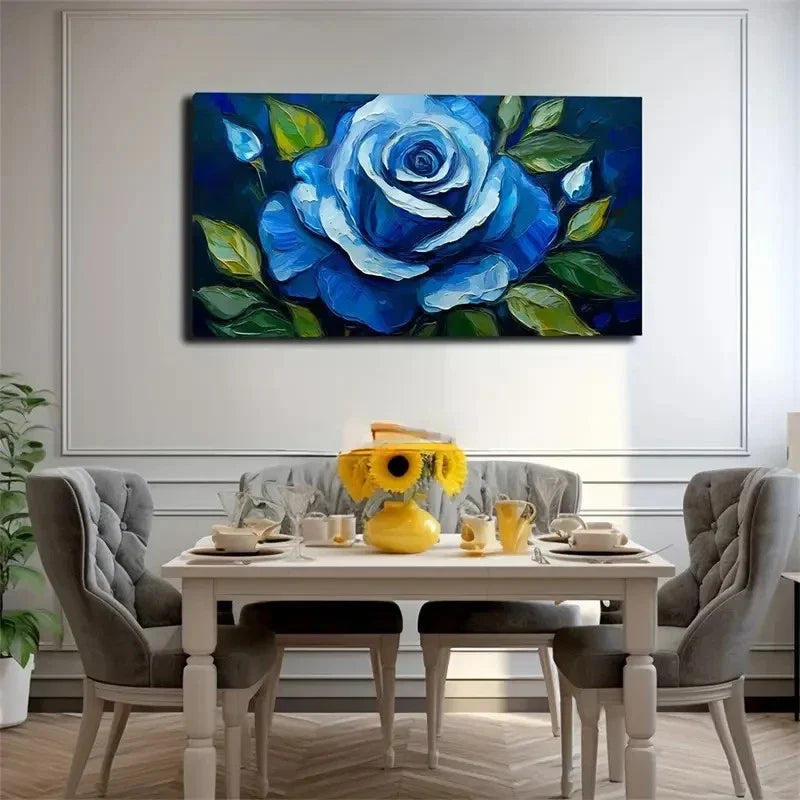 Rare Blue Rose Wall Art Canvas Office Home Room Framed 120x60cm