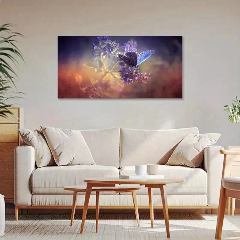 Purple Butterfly Soft Gradient Wall Art Canvas Office Home Room Framed 120x60cm