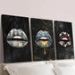 3pcs Money Golden Colorful Bouquet Lips Wall Art Set Canvas Framed 40x60cm - High Quality Print 100% Australian Made Wall Canvas Ready to Hang