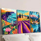 3pcs Ocean Mountains Coast Flowers and Plants Wall Art Set Canvas Framed 40x60cm - High Quality Print 100% Australian Made Wall Canvas Ready to Hang