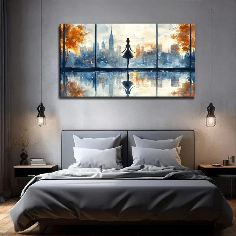 Modern Elegant Ballerina Wall Art Canvas Office Home Room Framed 80x45cm