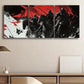 3pcs Warrior Black Horses Red & Black Themed Metal Print Ready to Hang Art