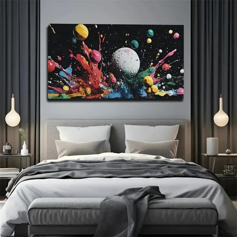 A White Sphere In The Center Wall Art Canvas Office Home Room Framed 120x60cm