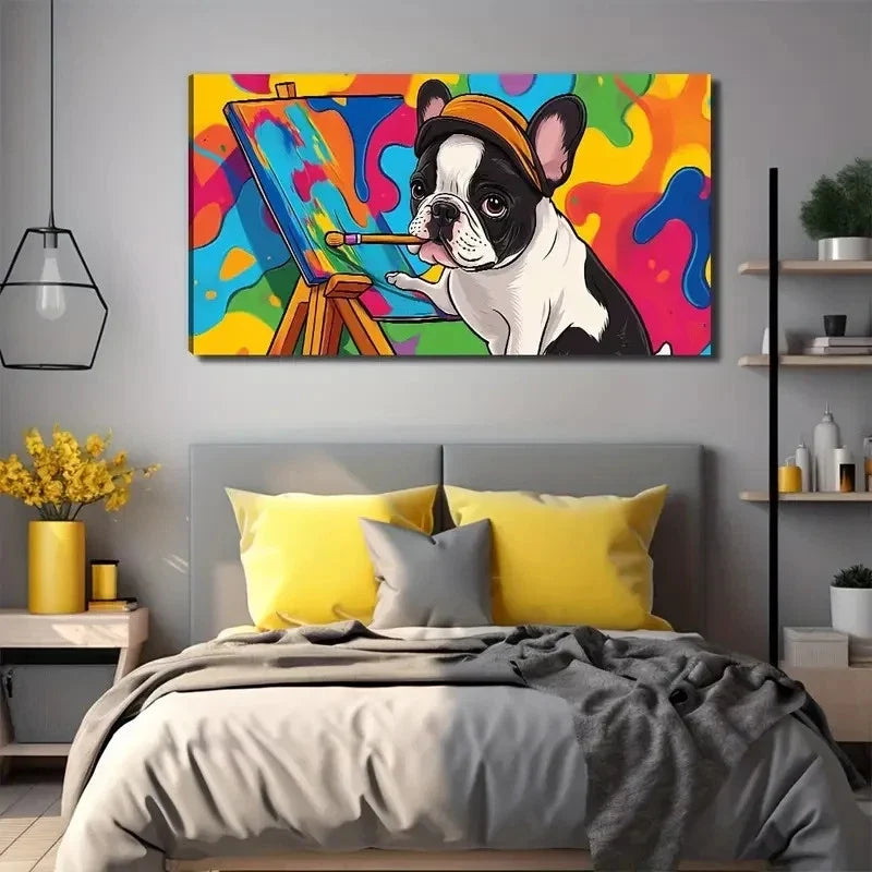 Painting Of The Dog Perfect Wall Art Canvas Office Home Room Framed 120x60cm