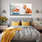 A Cat And A Fish Facing Wall Art Canvas Office Home Room Framed 80x45cm