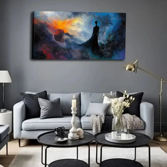 Vibrant Blue & Purple Swirls Wall Art Canvas Office Home Room Framed 120x60cm