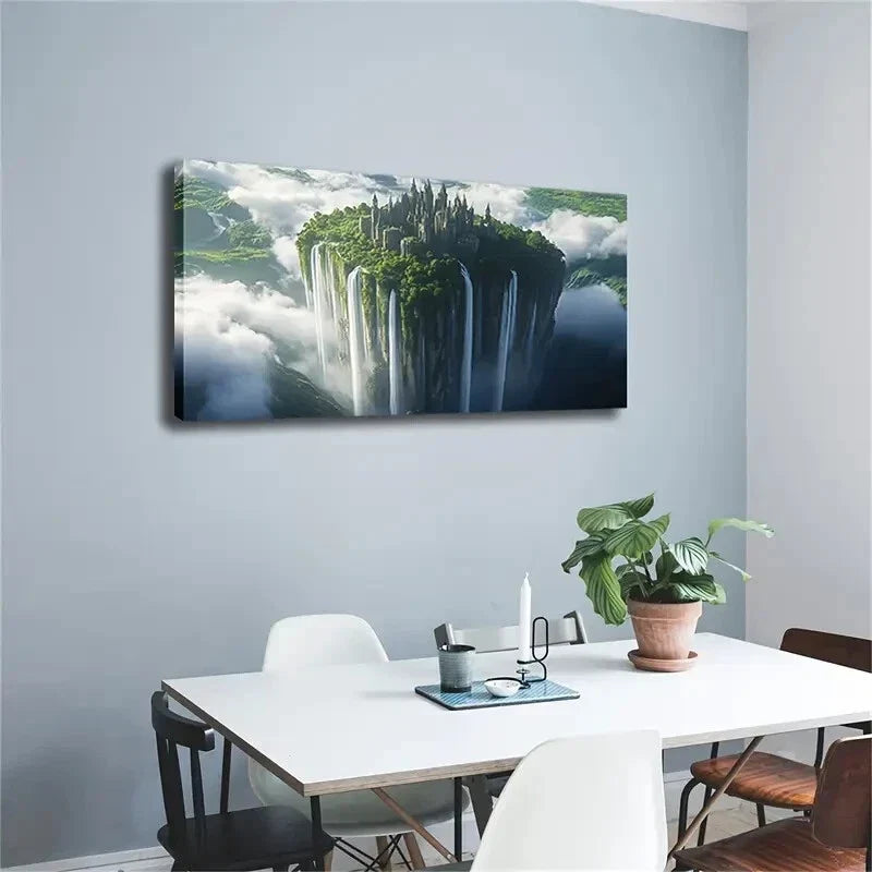 Minimalist Abstract Waterfall Wall Art Canvas Office Home Room Framed 120x60cm