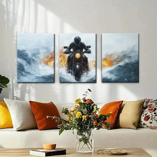 3pcs Through Waves Dynamic Abstract Perfect Wall Art Set Canvas Framed 40x60cm - High Quality Print 100% Australian Made Wall Canvas Ready to Hang
