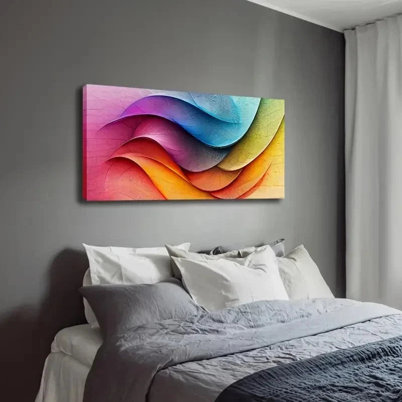 Vibrant Abstract Colorful Wave Wall Art Canvas Office Home Room Framed 120x60cm
