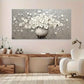 Elegant White Flower Vase wall canvas office home room framed 80x45cm