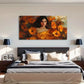 Vibrant Poppies Woman Portrait Wall Art Canvas Office Home Room Framed 120x60cm