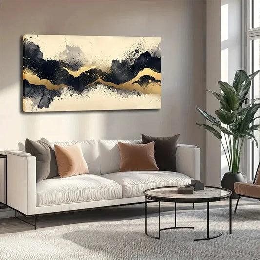 Abstract Watercolor Style Wall Art canvas office home room framed 120x60cm