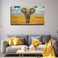 Elephant On The Savannah Deco Wall Art Canvas Office Home Room Framed 120x60cm