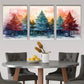 3pcs Christmas Tree Blue & Red Yellow Metal Print Ready to Hang Art