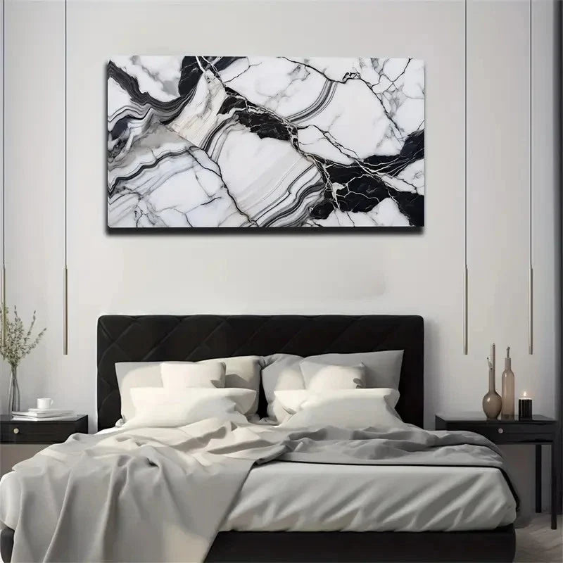 Mysterious Marble Stripes Wall Art Canvas Office Home Room Framed 120x60cm