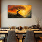 An Old Tree At Sunset Wall Art Canvas Office Home Room Framed 120x60cm