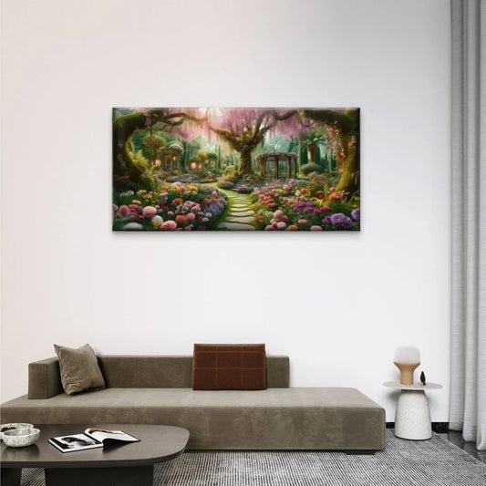 Gardens Flowers Trees Wall Art Canvas Office Home Room Framed 120x60cm
