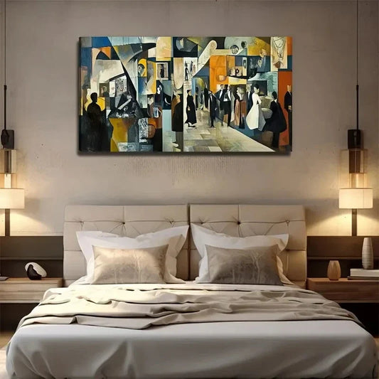 Exhibition People Suitable Wall Art Canvas Office Home Room Framed 120x60cm