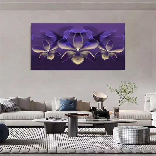 Fantasy Purple Floral Abstract Wall Art Canvas Office Home Room Framed 120x60cm