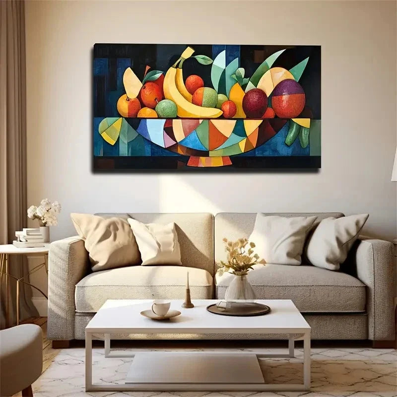 Geometricly Stitched Fruit Wall Art Canvas Office Home Room Framed 120x60cm