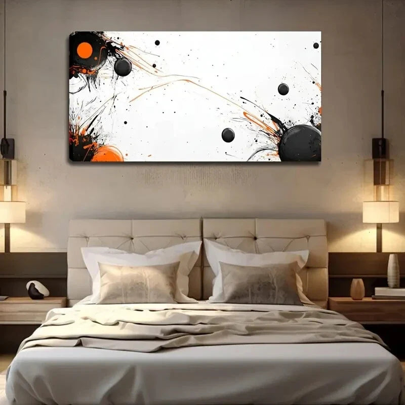 Abstract Splash Design In White Wall Art Canvas Office Home Room Framed 120x60cm